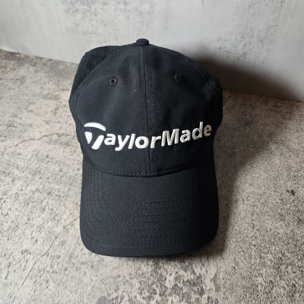 Taylormade Hat Cap Strap Back Black White Logo Golfer Golf Club Golfing Mens